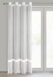 Firana na przelotkach 140x250 MEGAN biała zdobiona ozdobna koronką z falbanką - 7