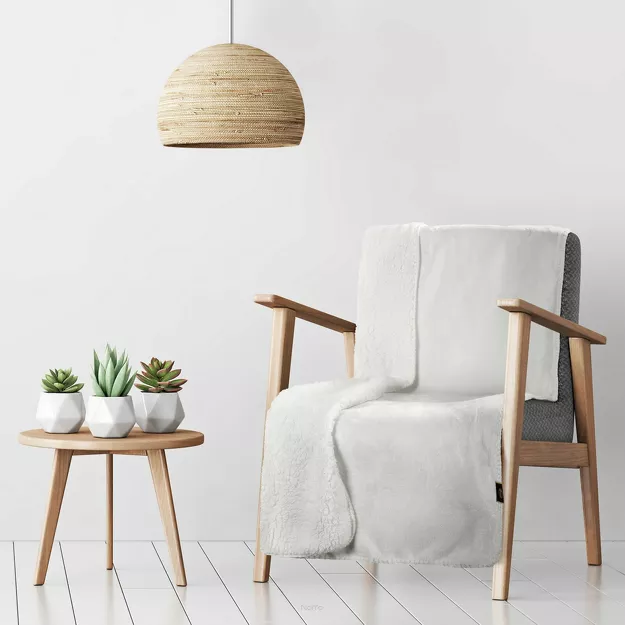 Koc na fotel jednokolorowy 70x160 TEDY biały imitujący buklę