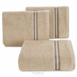 Ręcznik 30x50 FILON beżowy zdobiony bordiurą w prążki z połyskującą srebrną nicią - 4