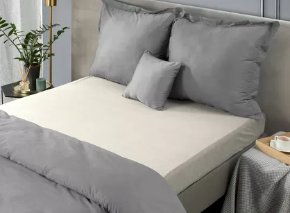 Prześcieradło z bawełny frotte z gumką beżowe 140x200 Design 91