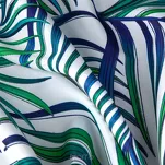 Zasłona na przelotkach 140x250 PALMS 2 biała z nadrukiem zielonych niebieskich liści palmy - 3