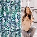 Zasłona na przelotkach 140x250 PALMS 2 biała z nadrukiem zielonych niebieskich liści palmy - 9