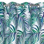 Zasłona na przelotkach 140x250 PALMS 2 biała z nadrukiem zielonych niebieskich liści palmy - 4