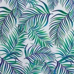 Zasłona na przelotkach 140x250 PALMS 2 biała z nadrukiem zielonych niebieskich liści palmy - 2