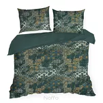 Pościel satynowa 140x200 SPRING 69 ciemna zieleń beż z nadrukiem mozaiki z kolekcji  Satin - 4