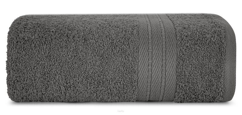 Ręcznik bawełniany 70x140 KAYA stalowy zdobiony bordiurą w pasy