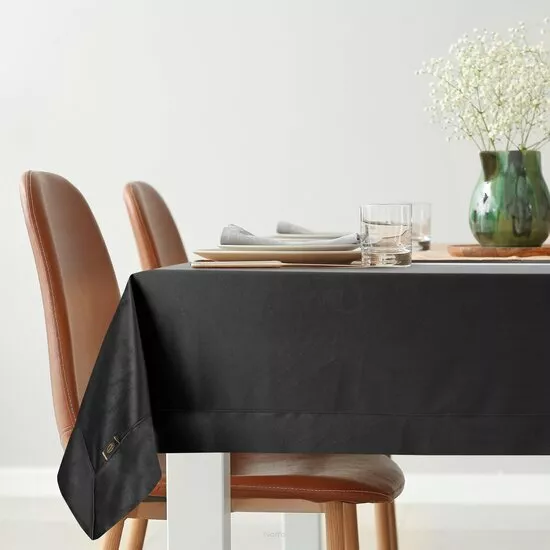 Obrus welwetowy 145x180 VELVET czarny wykończony mankietem