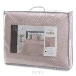 Narzuta jednokolorowa 220x240 LEN 3 różowa pikowana w gęstą jodełkę imitująca len - 2