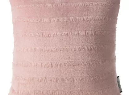 Poszewka jednokolorowa 40x40 EMI różowa miła w dotyku z wzorem w paski