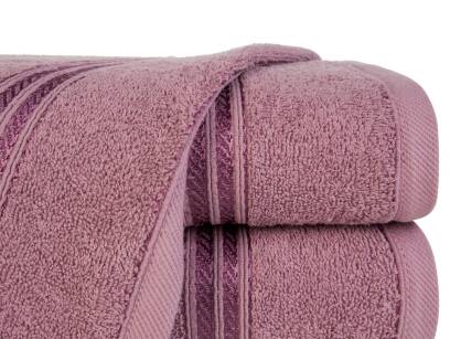 Ręcznik bawełniany 50x90 LORI ciemny lila z delikatną bordiurą z błyszczącą nicią 