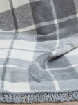 Koc bawełniany 150x200 1012-2 popielaty w kratkę z frędzlami - 2