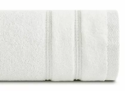 Ręcznik bawełniany 50x90 GLORY 4 kremowy z minimalistyczną bordiurą przeszywaną srebrną nicią