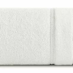 Ręcznik bawełniany 50x90 GLORY 4 kremowy z minimalistyczną bordiurą przeszywaną srebrną nicią
