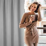 Zasłona na taśmie 130x300 CARLO zaciemniająca typu blackout srebrna z tkaniny strukturalnej - 17