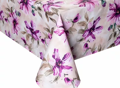 Obrus na taras 140x220 GARDEN 29 kremowy wodoodporny różowy styl kwiatowy