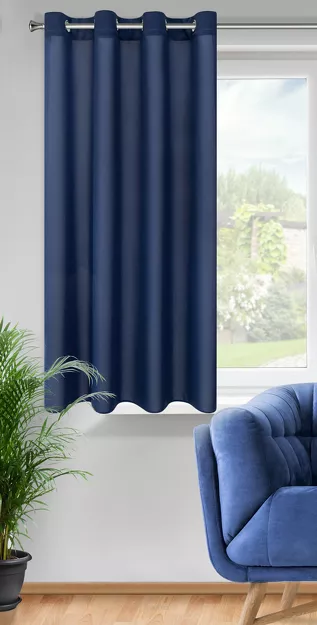Zasłona na przelotkach 140x175 RITA jednokolorowa granatowa z miękkiej tkaniny