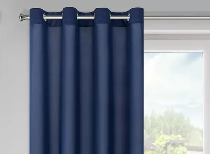 Zasłona na przelotkach 140x175 RITA jednokolorowa granatowa z miękkiej tkaniny