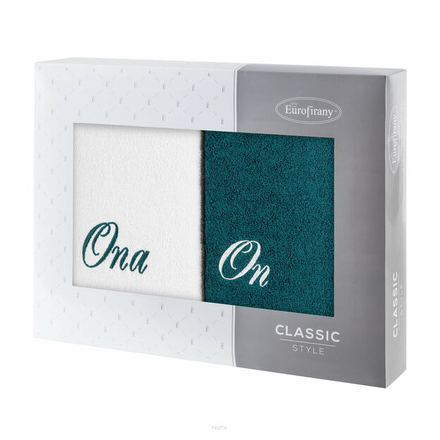 Komplet Ręczników 2x50x90 ON ONA białe turkusowe