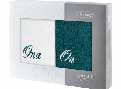 Komplet ręczników 2x50x90 ON ONA białe turkusowe