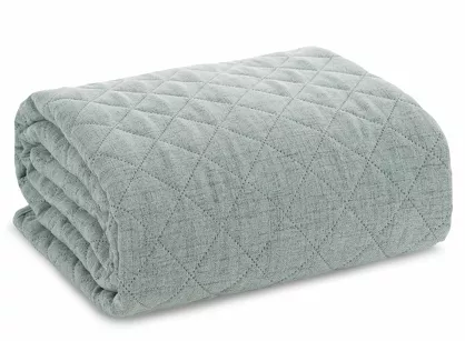 Narzuta jednokolorowa 220x240 LEN 1 miętowa pikowana imitująca len