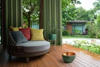 Zasłona gotowa na przelotkach 140x250 RITA jednokolorowa ciemna zieleń z miękkiej tkaniny - 10