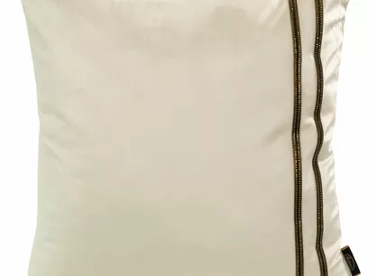 Poszewka welwetowa 45x45 VELVET 31B kremowa z przeszywaną dekoracyjną pasmanterią