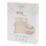 Pościel satynowa 160x200 RETRO 5 beżowa z delikatną koronką z kolekcji Premium - 6