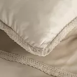 Pościel satynowa 160x200 RETRO 5 beżowa z delikatną koronką z kolekcji Premium - 7