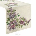 Bieżnik gobelinowy 40x100 1424 naturalny z nadrukiem kwiatów bzu - 5