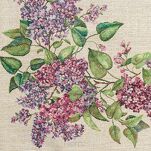 Bieżnik gobelinowy 40x100 1424 naturalny z nadrukiem kwiatów bzu - 2