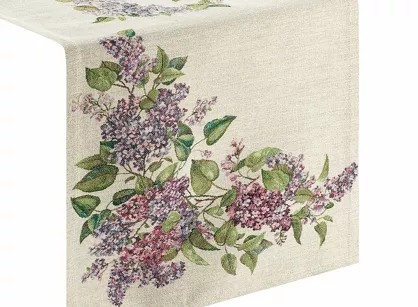 Bieżnik gobelinowy 40x100 1424 naturalny z nadrukiem kwiatów bzu