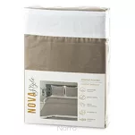 Pościel satyna bawełniana 220x200 LAURA kawowa zdobiona ozdobną białą kantą z kolekcji Nova Style - 2