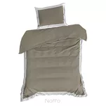 Pościel satyna bawełniana 220x200 LAURA kawowa zdobiona ozdobną białą kantą z kolekcji Nova Style - 4
