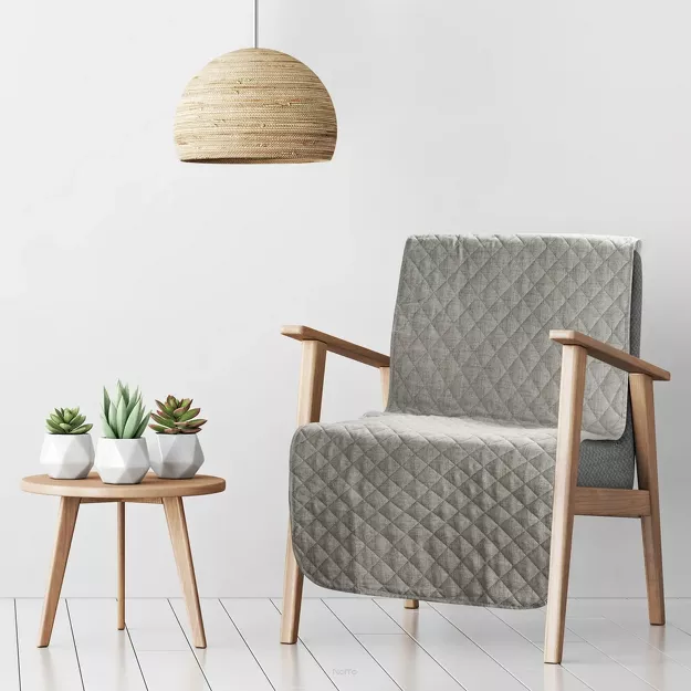 Narzuta na fotel 70x160 LEN 1 stalowa pikowana imitująca len