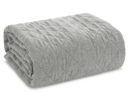 Narzuta na fotel 70x160 LEN 1 stalowa pikowana imitująca len