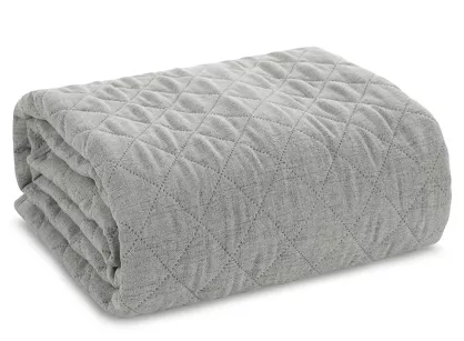 Narzuta na fotel 70x160 LEN 1 stalowa pikowana imitująca len