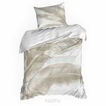 Pościel satynowa 160x200 SPRING 102 jasny krem ciemny beż z wzorem liści bananowca z kolekcji Classic - 4