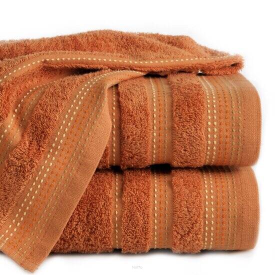 Ręcznik bawełniany 30x50 POLA pomarańczowy z kolorową bordiurą zakończoną stebnowaniem