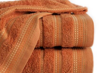 Ręcznik bawełniany 30x50 POLA pomarańczowy z kolorową bordiurą zakończoną stebnowaniem