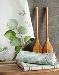 Komplet ścierek kuchennych 3x50x75 CLOVER zielone w różne wzory z bawełny - 8