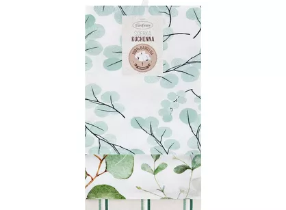 Komplet ścierek kuchennych 3x50x75 CLOVER zielone w różne wzory z bawełny