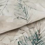 Pościel satynowa 160x200 SPRING 82 beżowa z wzorem ciemnoturkusowych liści z kolekcji Classic - 4