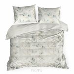 Pościel satynowa 160x200 SPRING 82 beżowa z wzorem ciemnoturkusowych liści z kolekcji Classic - 6