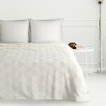 Koc 150x200 CARO kremowy puszysty typu flano z wytłaczanym wzorem Design 91 - 7