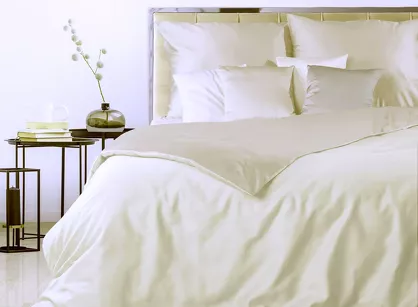 Pościel satynowa 180x200 NOVA 3 dwukolorowa gładka kremowa beżowa