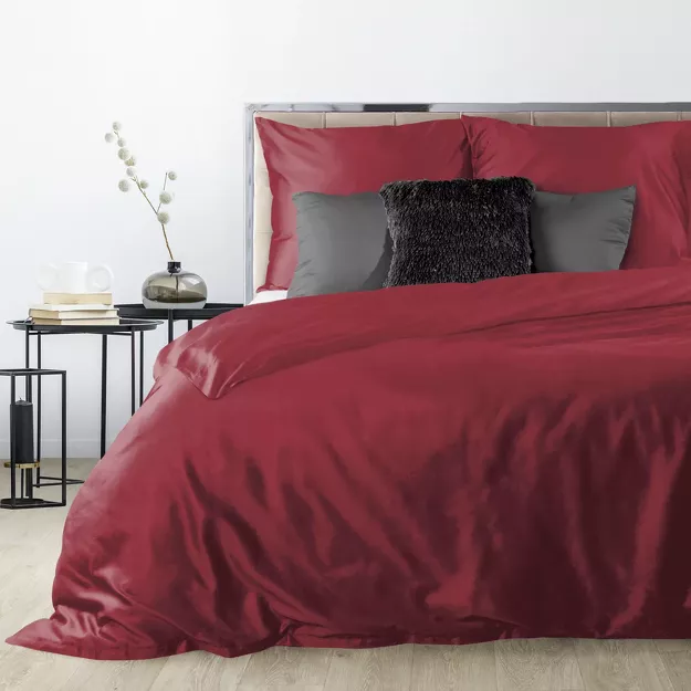 Pościel satynowa 220x200 DINA jednokolorowa gładka ciemna czerwień z kolekcji Diva Line
