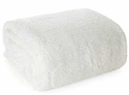 Koc 150x200 BLINK biały puszysty z błyszczącą srebrną nicią Design 91