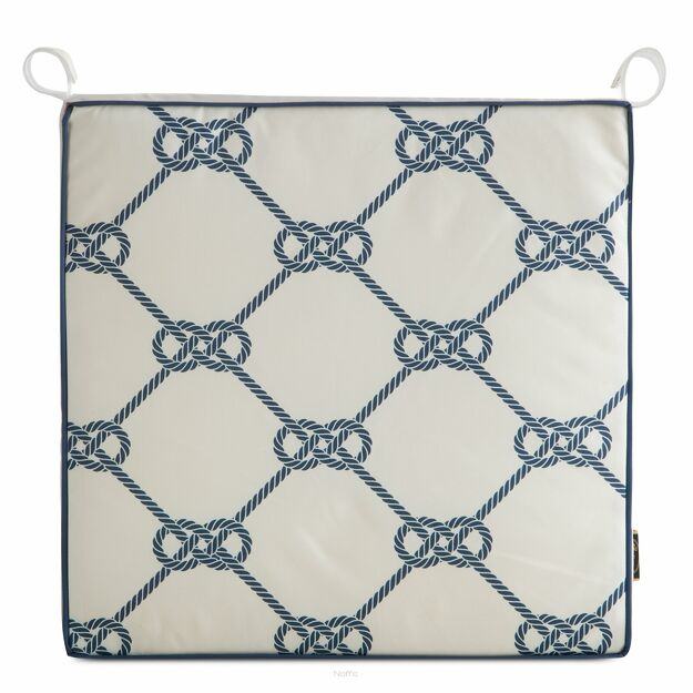 Siedzisko na taras 42x42x4 GARDEN 17 białe wodoodporne styl morski z troczkami