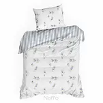 Pościel satynowa 140x200 RAYA 4 biała granatowa nadruk jagód - 5