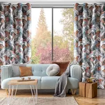 Zasłona na przelotkach 140x270 MARILA stalowa ruda z nadrukiem botanicznym - 8